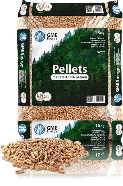 Palet de 77 sacos de pellets GME WoodPellet (1155 kg) | Alta calidad ENplus A1
