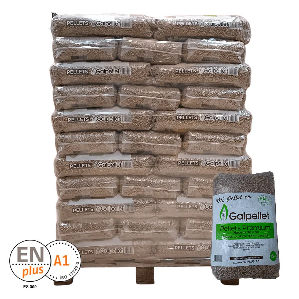 Galpellet – Palet de 77 sacos de pellets de pino 100 % certificados Enplus A1