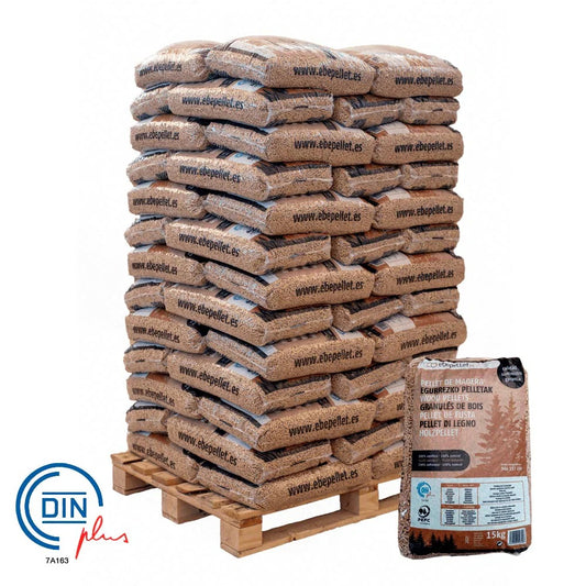Ebepellet – Palet 77 sacos de pellets de madera 100 % resinosa, certificado DIN Plus