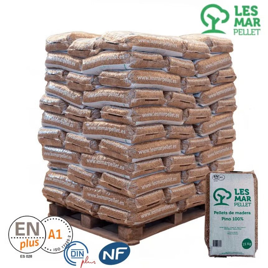 Palet de pellets Lesmar – 77 sacos de 15 kg (ENplus A1, 100 % pino)