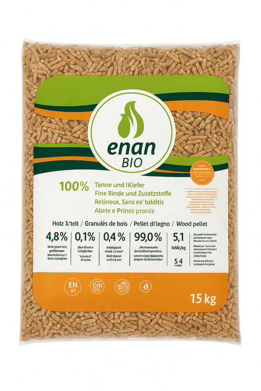 ENAN Bio – Pellets Premium Certificados ENplus A1 | Palet de 70 sacos (1050 kg)