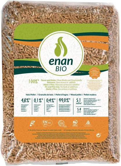 ENAN Bio – Pellets Premium Certificados ENplus A1 | Palet de 70 sacos (1050 kg)