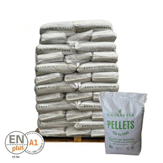 Biogramasa – Palet de 60 sacos de pellets de pino 100 %