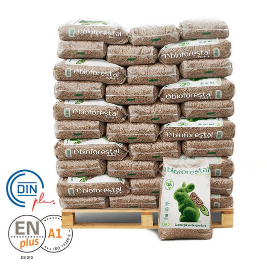 Palet de 70 sacos de pellets Bioforestal – 15 kg (1.050 kg)